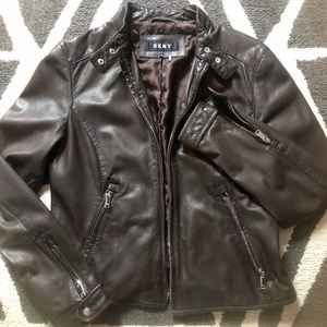 DKNY Leather Moto Jacket